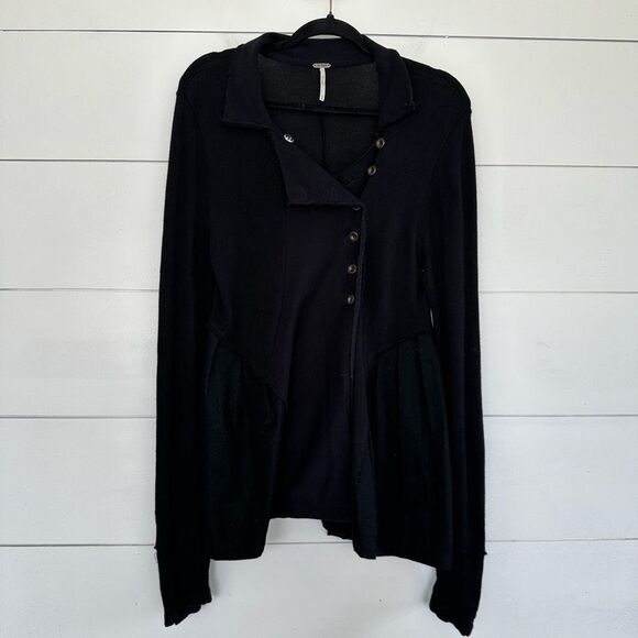 Free People Women’s Medium Assymetrical Cotton Jacket Sweater - Picture 1 of 7